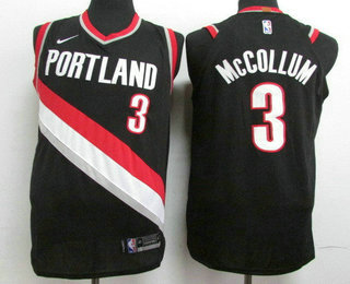 Men's Portland Trail Blazers #3 C.J. McCollum New Black 2017-2018 Nike Authentic Stitched NBA Jersey