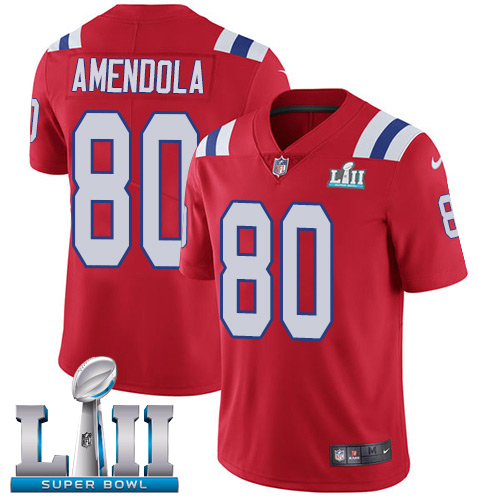 Men's Nike Patriots #80 Danny Amendola Red Alternate Super Bowl LII Stitched NFL Vapor Untouchable Limited Jersey