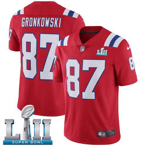 Men's Nike Patriots #87 Rob Gronkowski Red Alternate Super Bowl LII Stitched NFL Vapor Untouchable Limited Jersey