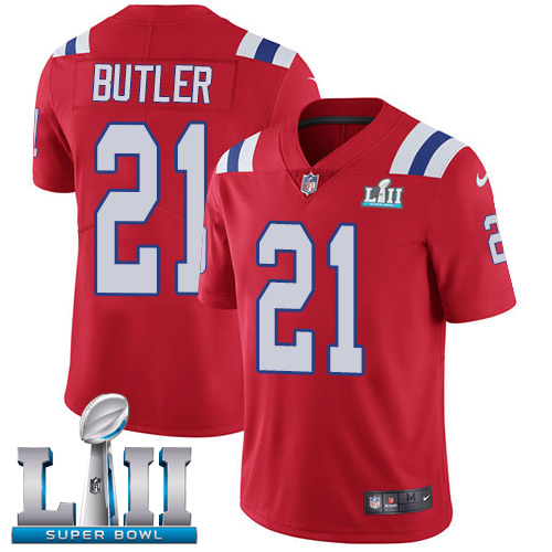 Men's Nike Patriots #21 Malcolm Butler Red Alternate Super Bowl LII Stitched NFL Vapor Untouchable Limited Jersey