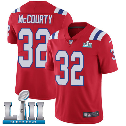 Men's Nike Patriots #32 Devin McCourty Red Alternate Super Bowl LII Stitched NFL Vapor Untouchable Limited Jersey