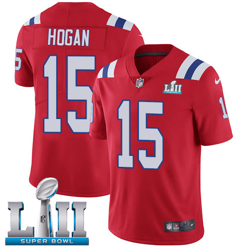 Men's Nike Patriots #15 Chris Hogan Red Alternate Super Bowl LII Stitched NFL Vapor Untouchable Limited Jersey