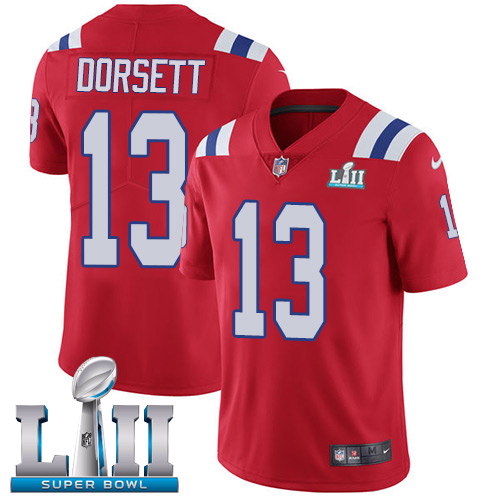 Men's Nike Patriots #13 Phillip Dorsett Red Alternate Super Bowl LII Stitched NFL Vapor Untouchable Limited Jersey