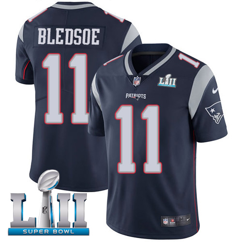 Men's Nike Patriots #11 Drew Bledsoe Navy Blue Team Color Super Bowl LII Stitched NFL Vapor Untouchable Limited Jersey