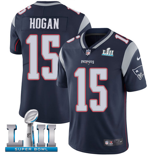 Men's Nike Patriots #15 Chris Hogan Navy Blue Team Color Super Bowl LII Stitched NFL Vapor Untouchable Limited Jersey