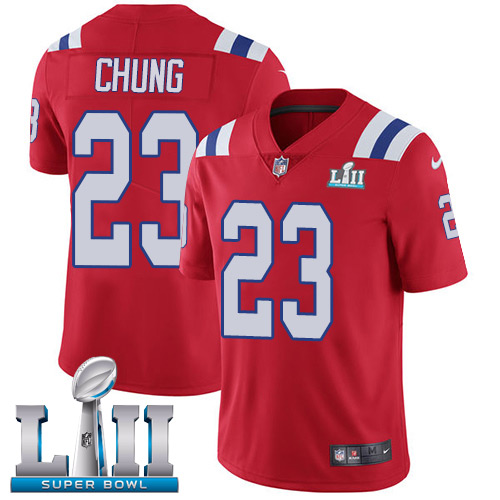 Men's Nike Patriots #23 Patrick Chung Red Alternate Super Bowl LII Stitched NFL Vapor Untouchable Limited Jersey