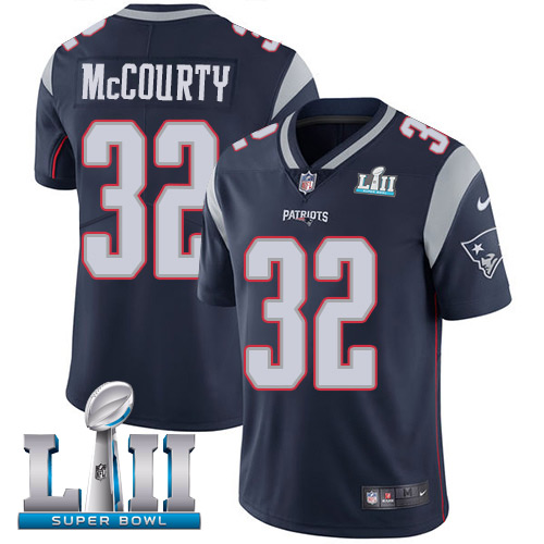 Men's Nike Patriots #32 Devin McCourty Navy Blue Team Color Super Bowl LII Stitched NFL Vapor Untouchable Limited Jersey