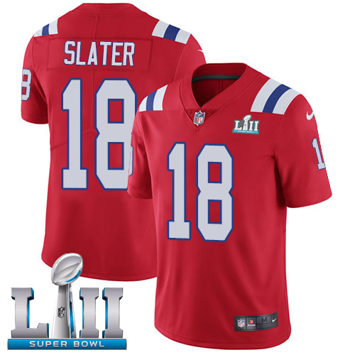 Men's Nike Patriots #18 Matt Slater Red Alternate Super Bowl LII Stitched NFL Vapor Untouchable Limited Jersey