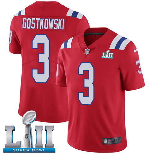 Men's Nike Patriots #3 Stephen Gostkowski Red Alternate Super Bowl LII Stitched NFL Vapor Untouchable Limited Jersey
