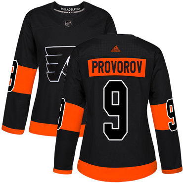 Philadelphia Flyers#9 Authentic Ivan Provorov Black Adidas NHL Alternate Women's Jersey