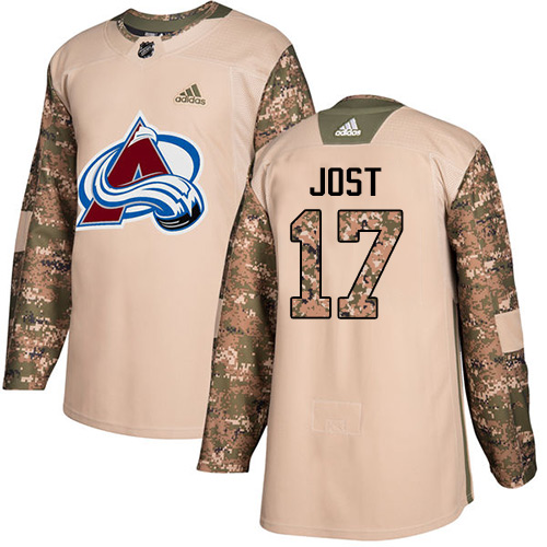 Adidas Avalanche #17 Tyson Jost Camo Authentic 2017 Veterans Day Stitched NHL Jersey