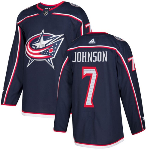 Adidas Blue Jackets #7 Jack Johnson Navy Blue Home Authentic Stitched NHL Jersey
