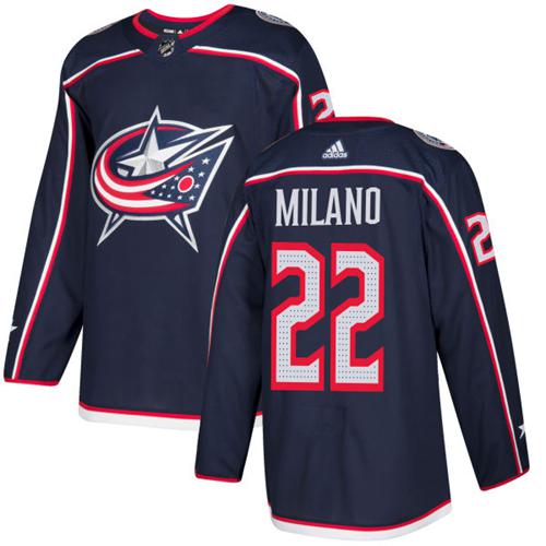 Adidas Blue Jackets #22 Sonny Milano Navy Blue Home Authentic Stitched NHL Jersey