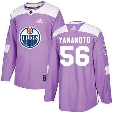 Adidas Edmonton Oilers #56 Kailer Yamamoto Purple Authentic Fights Cancer Stitched NHL Jersey