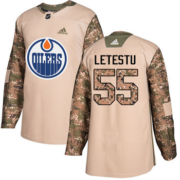 Adidas Edmonton Oilers #55 Mark Letestu Camo Authentic 2017 Veterans Day Stitched NHL Jersey