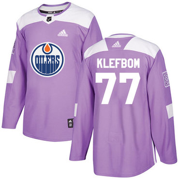 Adidas Edmonton Oilers #77 Oscar Klefbom Purple Authentic Fights Cancer Stitched NHL Jersey