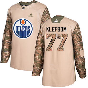 Adidas Edmonton Oilers #77 Oscar Klefbom Camo Authentic 2017 Veterans Day Stitched NHL Jersey