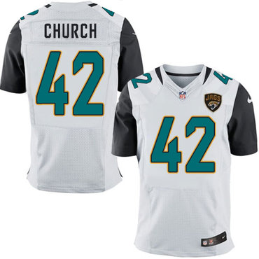 Nike Jaguars #42 Barry Church White Men's Stitched NFL Elite Jersey