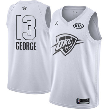 Nike Thunder #13 Paul George White NBA Jordan Swingman 2018 All-Star Game Jersey