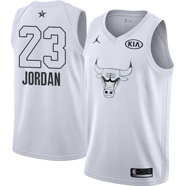 Nike Bulls #23 Michael Jordan White NBA Jordan Swingman 2018 All-Star Game Jersey