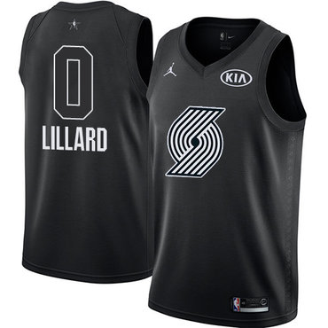 Nike Blazers #0 Damian Lillard Black NBA Jordan Swingman 2018 All-Star Game Jersey