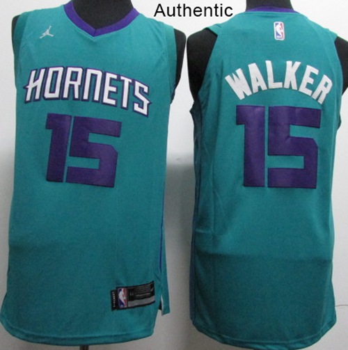 Nike Charlotte Hornets #15 Kemba Walker Teal NBA Jordan Authentic Icon Edition Jersey