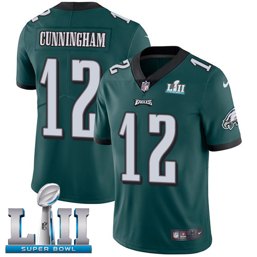 Youth Nike Philadelphia Eagles #12 Randall Cunningham Midnight Green Team Color Super Bowl LII Stitched NFL Vapor Untouchable Limited Jersey