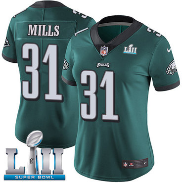 Women's Nike Philadelphia Eagles #31 Jalen Mills Midnight Green Team Color Super Bowl LII Stitched NFL Vapor Untouchable Limited Jersey