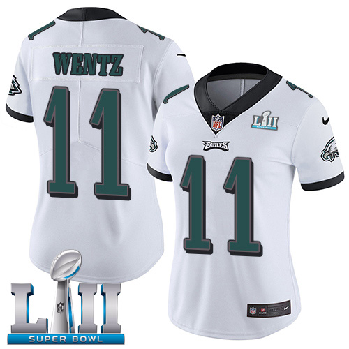 Women's Nike Philadelphia Eagles #11 Carson Wentz White Super Bowl LII Stitched NFL Vapor Untouchable Limited Jersey