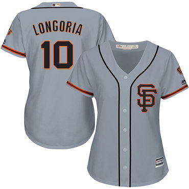 San Francisco Giants #10 Evan Longoria Grey Road 2 Women's Stitched MLB Jersey