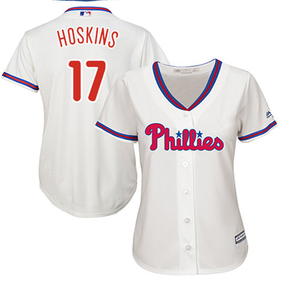 Philadelphia Phillies #17 Rhys Hoskins Cream Alternate Women's Stitched MLB Jersey