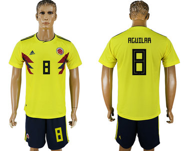 Colombia #8 AGULAR Home 2018 FIFA World Cup Soccer Jersey