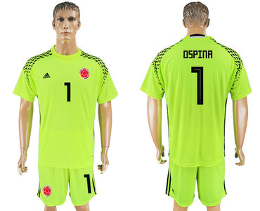 Colombia #1 OSPINA Fluorescent Green Goalkeeper 2018 FIFA World Cup Soccer Jersey