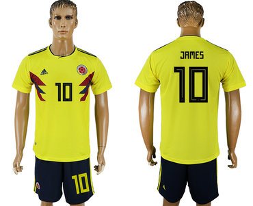 Colombia #10 JAMES Home 2018 FIFA World Cup Soccer Jersey