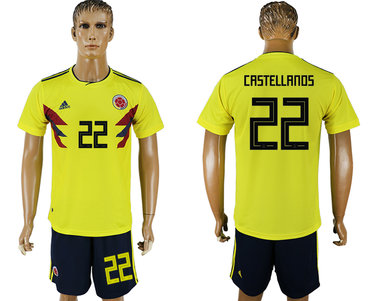 Colombia #22 CASTELLANOS Home 2018 FIFA World Cup Soccer Jersey
