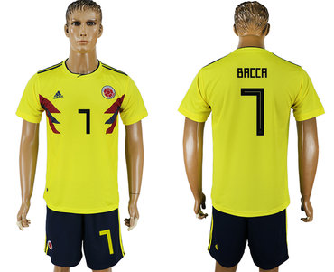 Colombia #7 BACCA Home 2018 FIFA World Cup Soccer Jersey