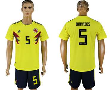 Colombia #5 BARRIOS Home 2018 FIFA World Cup Soccer Jersey
