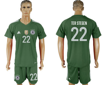 Germany #22 TER STEGEN Green Goalkeeper 2018 FIFA World Cup Soccer Jersey