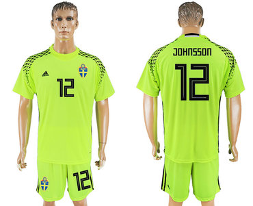 Sweden #12 JOHNSSON Fluorescent Green Goalkeeper 2018 FIFA World Cup Soccer Jersey