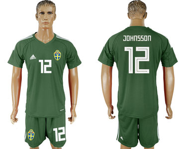 Sweden #12 JOHNSSON Military Green Goalkeeper 2018 FIFA World Cup Soccer Jersey