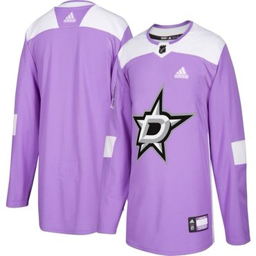 Men's Dallas Stars Purple Pink Custom Adidas Hockey Fights Cancer Practice Jersey