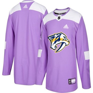 Men's Nashville Predators Purple Pink Custom Adidas Hockey Fights Cancer Practice Jersey
