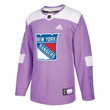 Men's New York Rangers Purple Pink Custom Adidas Hockey Fights Cancer Practice Jersey