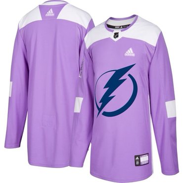 Men's Tampa Bay Lightning Purple Pink Custom Adidas Hockey Fights Cancer Practice Jersey