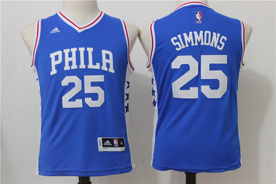 Youth Philadelphia 76ers #25 Ben Simmons NEW Blue Stitched NBA Adidas Swingman Jersey