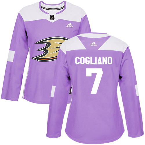 Adidas Anaheim Ducks #7 Andrew Cogliano Purple Authentic Fights Cancer Women's Stitched NHL Jersey