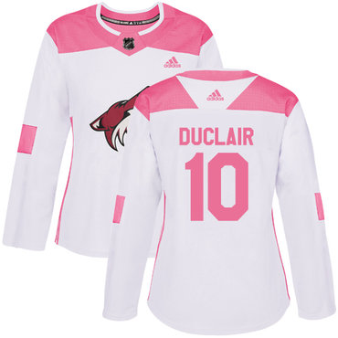 Adidas Arizona Coyotes #10 Anthony Duclair White Pink Authentic Fashion Women's Stitched NHL Jersey