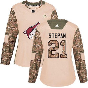Adidas Arizona Coyotes #21 Derek Stepan Camo Authentic 2017 Veterans Day Women's Stitched NHL Jersey