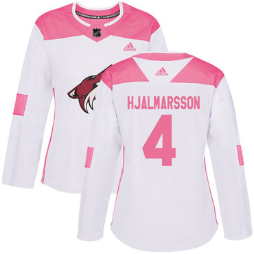 Adidas Arizona Coyotes #4 Niklas Hjalmarsson White Pink Authentic Fashion Women's Stitched NHL Jersey