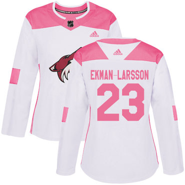 Adidas Arizona Coyotes #23 Oliver Ekman-Larsson White Pink Authentic Fashion Women's Stitched NHL Jersey